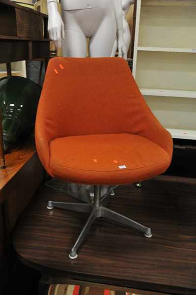 Appraisal: A 'S ORANGE UPHOLSTERED SWIVEL CHAIR