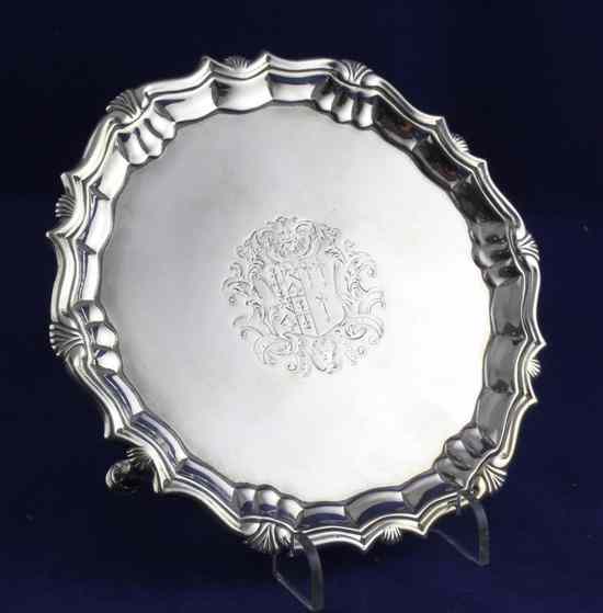 Appraisal: A George II silver waiter of shaped circular form with