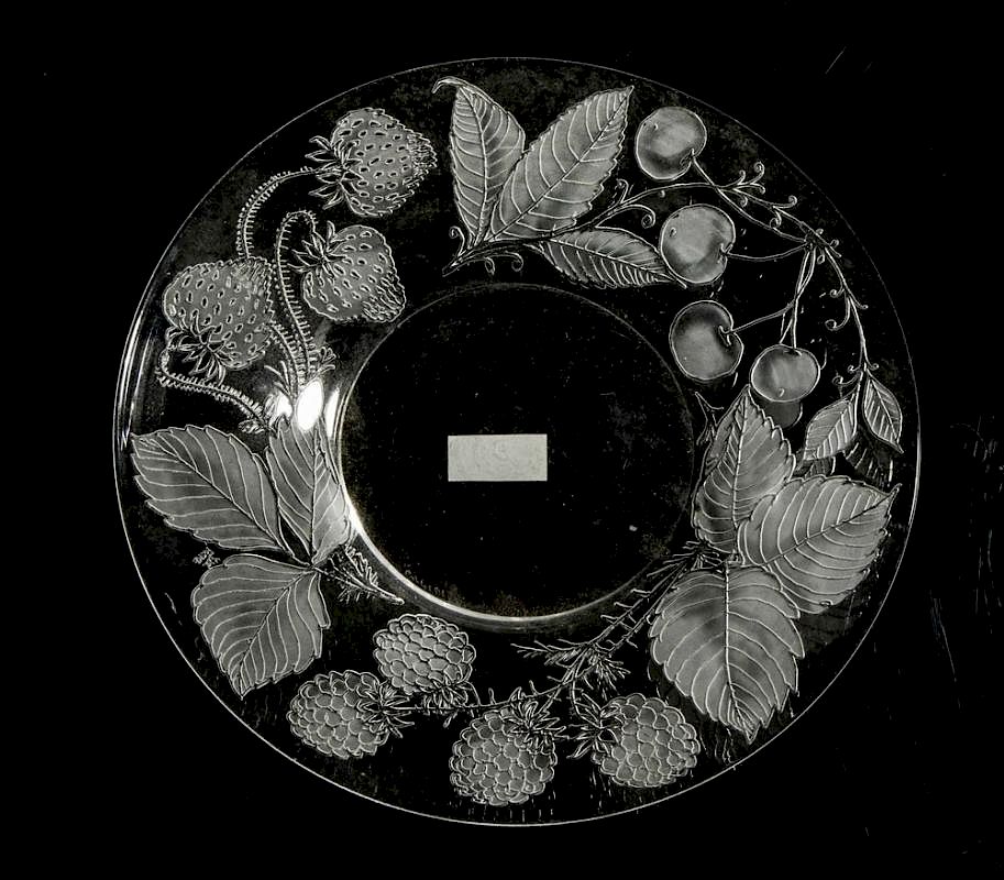 Appraisal: Locke Art Glass Plate with Berries and Cherries Locke art