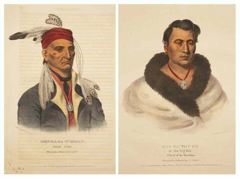 Appraisal: Two McKenney Hall Indian Portraitshand-colored lithographs published by E C