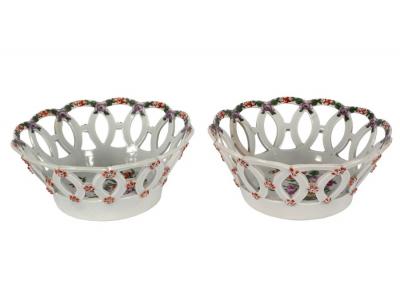 Appraisal: Two Worcester circular baskets circa finely painted to the interior