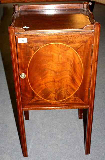 Appraisal: A GEORGE III STYLE MAHOGANY TRAY TOP POT CUPBOARD with