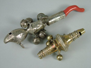 Appraisal: A George III silver child's rattle London with foliate engraved