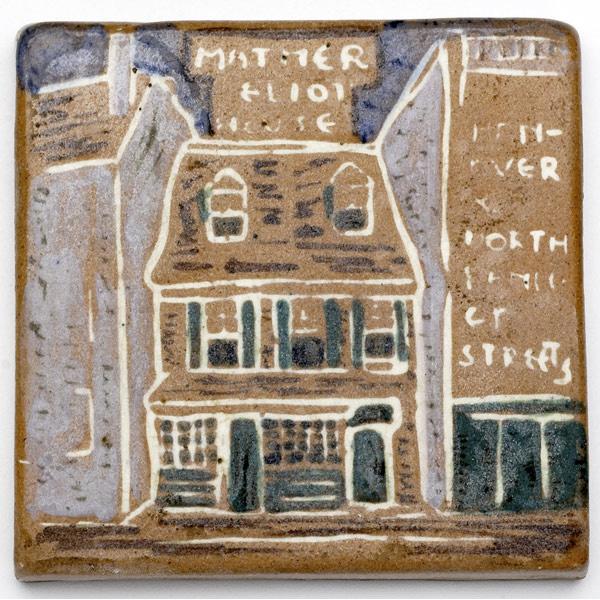 Appraisal: SATURDAY EVENING GIRLS Rare tile Mather-Eliot House Paul Revere stamp