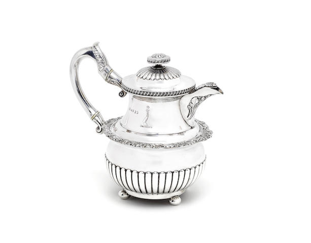 Appraisal: A George III silver hot water pot by Paul Storr