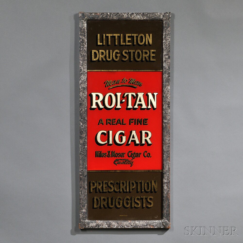 Appraisal: Reverse-painted Littleton Drug Store Sign America early th century the