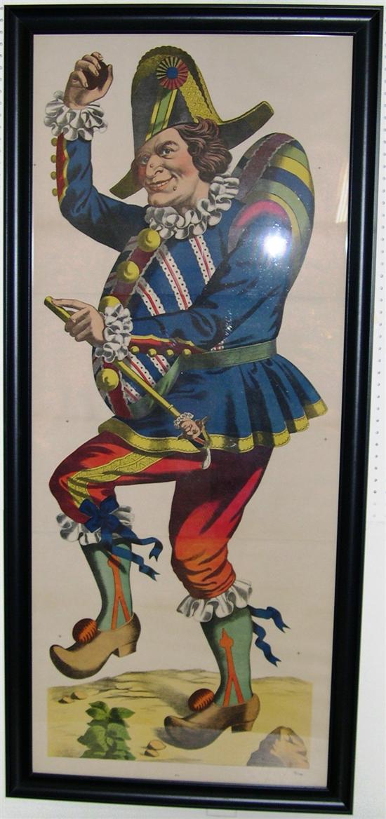 Appraisal: th C French color lithograph printed on three sheets Commedia