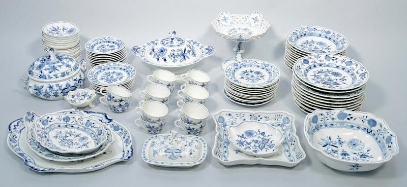 Appraisal: Meissen Blue Onion Porcelain pcs Large assembled collection of Meissen