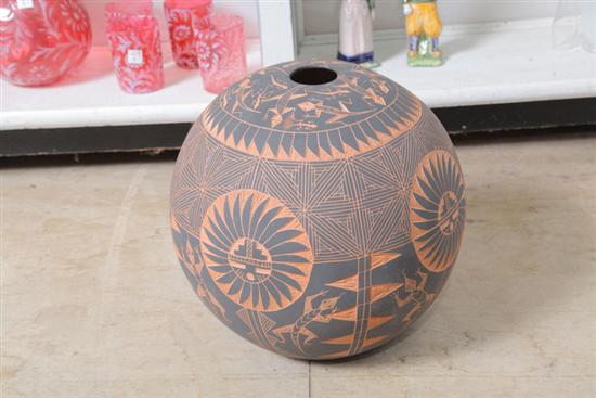 Appraisal: CONTEMPORARY AMERICAN INDIAN POTTERY JAR Large Acoma seed jar with