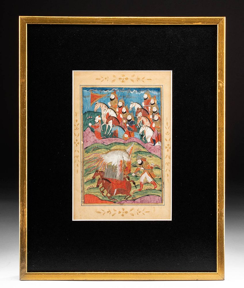 Appraisal: Framed th C Mughal Painting - Rostam Eagle Central Asia