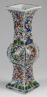 Appraisal: Large Chinese Ming style wucai Gu vase h Large Chinese