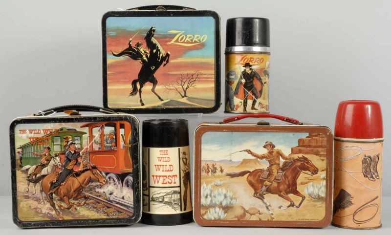 Appraisal: Lot of Western Themed Metal Lunchboxes Description Includes a Wild