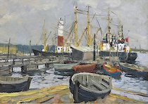 Appraisal: Mark Kremer Russian born Shipyard Oil on board initialed on