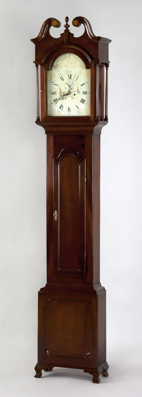 Appraisal: Delaware Chippendale mahogany tall case clock late th c the