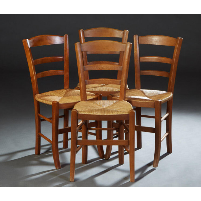 Appraisal: Set of Four French Provincial Carved Beech Rush Seat Dining