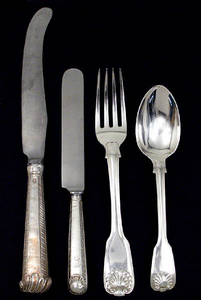 Appraisal: A Georgian silver assembled flatware setVarious London makers mostly 'sFiddle