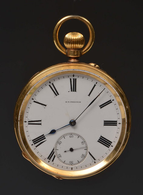 Appraisal: AN CT GOLD POCKET WATCH with enamel dial and plain