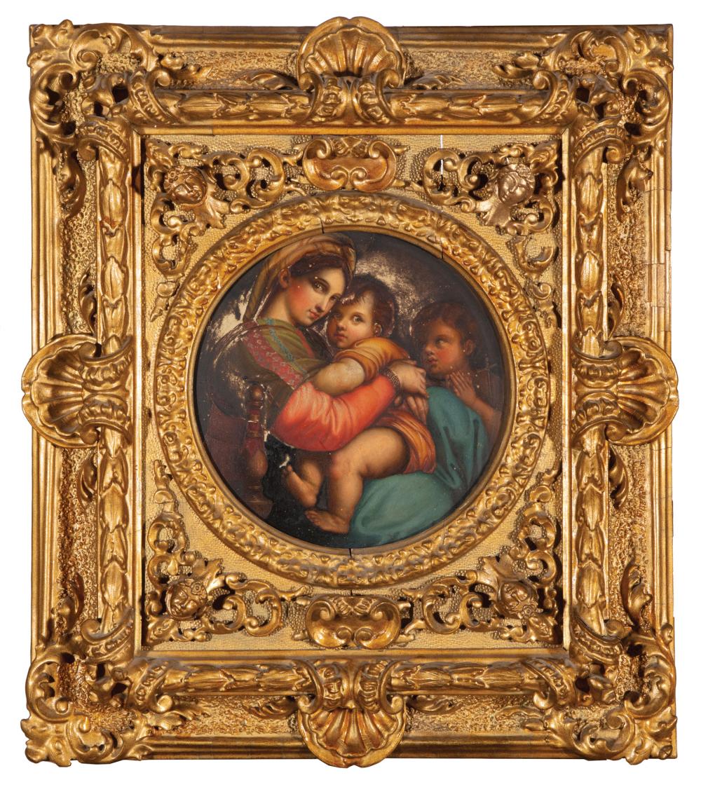 Appraisal: After Raphael Italian - Madonna della Seggiola oil on board