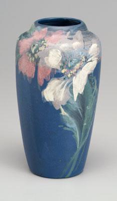 Appraisal: Weller vase hand painted floral bouquets on matte blue ground