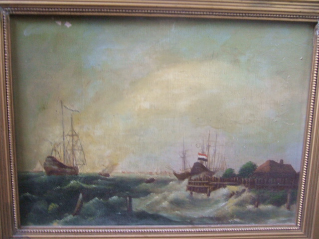 Appraisal: Dutch School late th century The harbour mouth oil on