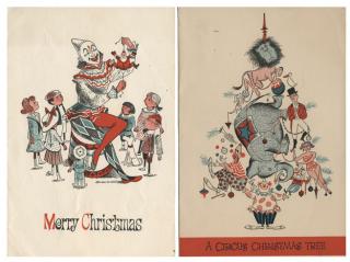 Appraisal: Circus Christmas Card Collection s- s A collection of pictorial