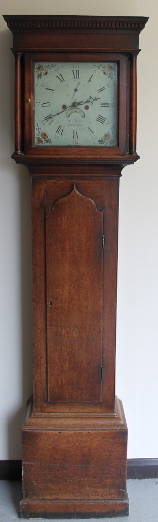 Appraisal: A thC oak long case clock the square cm painted