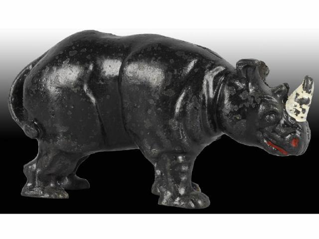 Appraisal: Cast Iron Rhino Still Bank Description Made by Arcade in