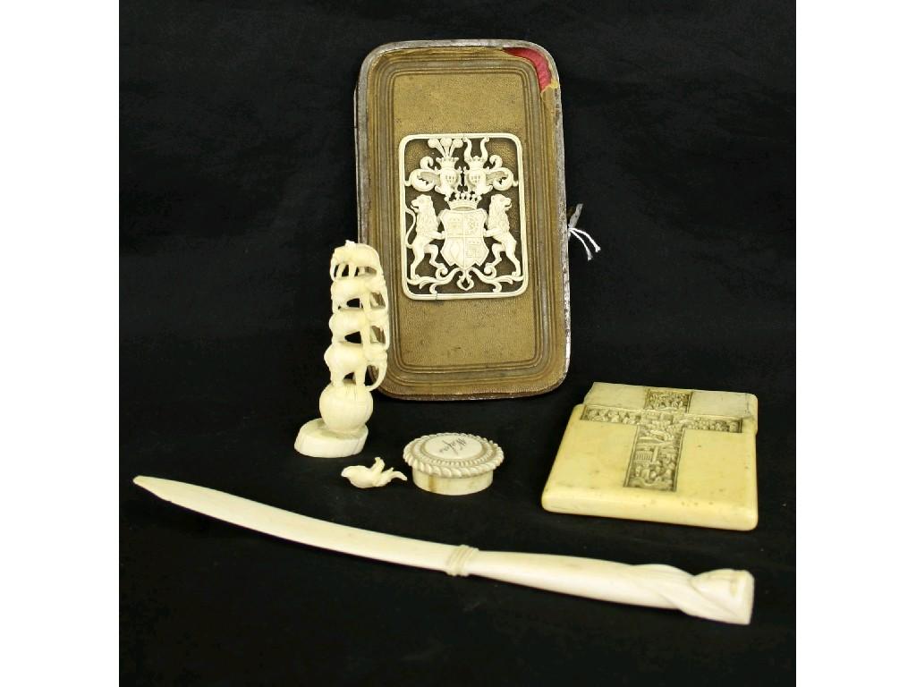 Appraisal: th century Cantonese carved ivory calling card case a f