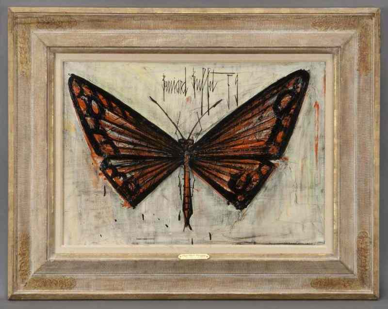 Appraisal: Bernard Buffet ''Papillon Rouge'' oil on canvas Signed and dated