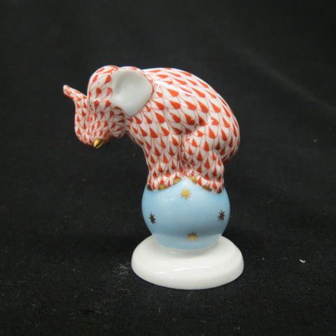 Appraisal: Herend Fish Net Porcelain Elephantfigurine standing on a ball excellent