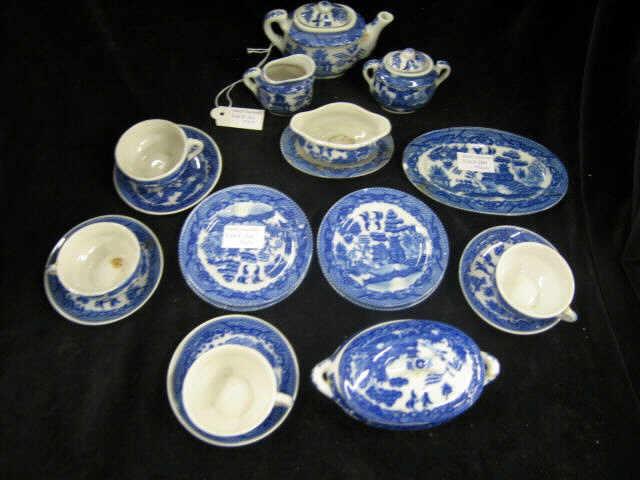 Appraisal: Blue Willow Porcelain Child's Tea Set More pcs