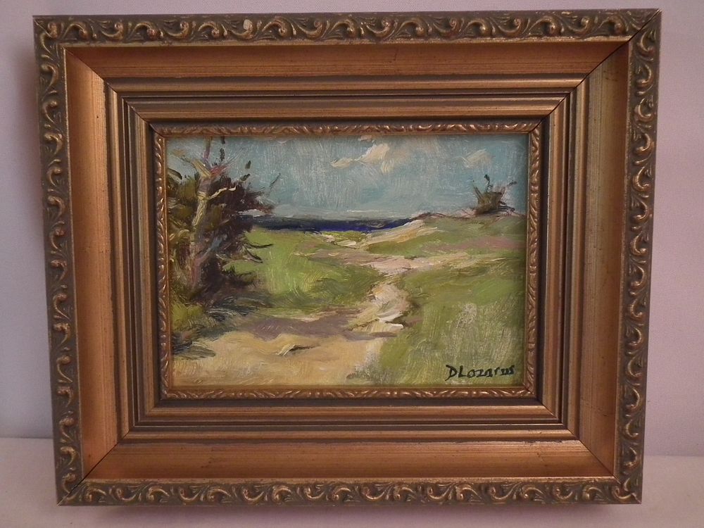 Appraisal: DAVID LAZARUS DIONIS BEACH PAINTING Impressionistic oil painting on masonite