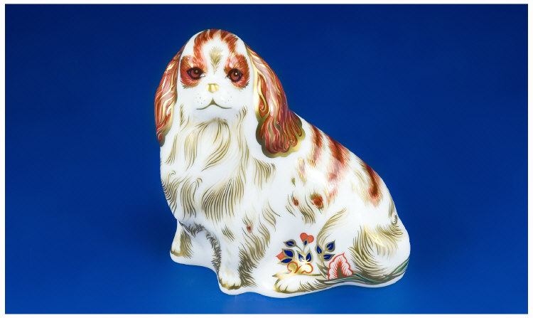 Appraisal: Royal Crown Derby Paperweight Cavalier King Charles Spaniel Gold Stopper