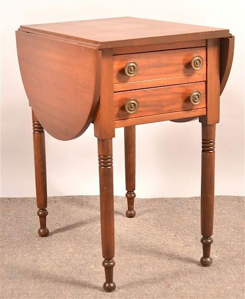 Appraisal: Sheraton Cherry and Mahogany Workstand American Sheraton Cherry and Mahogany