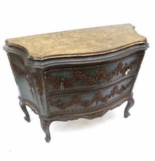 Appraisal: Venetian Rococo Style Bombe Commode Venetian painted Bombe commode early