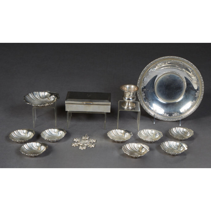 Appraisal: Group of Fourteen Sterling Silver Objects th c consisting of