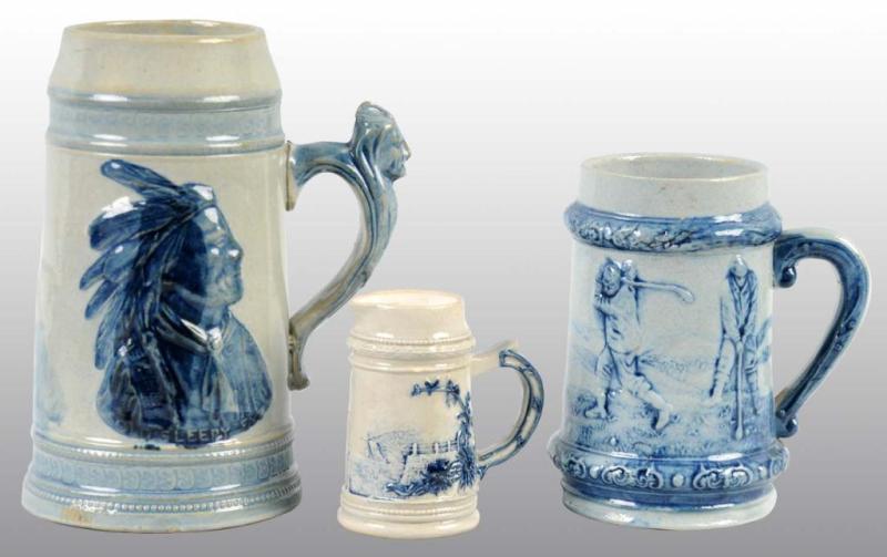 Appraisal: Lot of Blue Stoneware Pieces Description Includes two beer steins