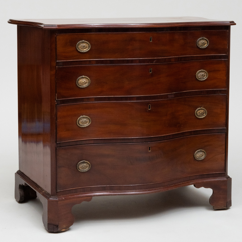 Appraisal: George III Mahogany Serpentine-Fronted Chest of Drawers x x in