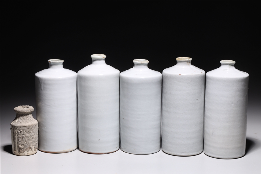 Appraisal: Group of six European glazed ceramic bottles including five similar