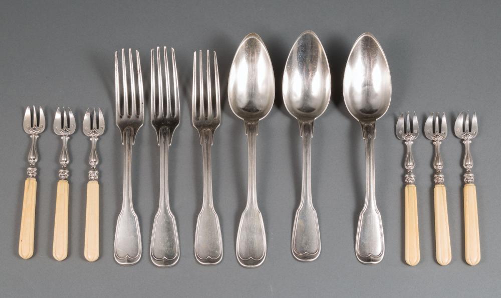 Appraisal: French First Standard Silver Partial Flatware Service in Fiddlethread or