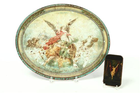 Appraisal: TRAY AND CIGAR CASE Second half- th century Tin oval