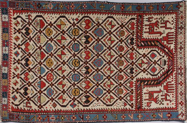 Appraisal: Antique Shirvan prayer rug having ivory field ' x '