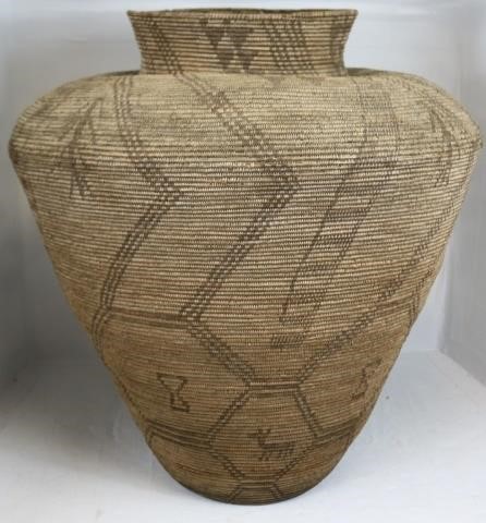 Appraisal: LARGE APACHE OLLA BASKET POSSIBLY TH CENTURY FIGURES AND GEOMETRIC