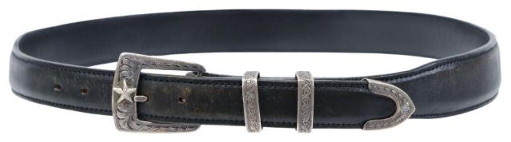 Appraisal: Gents leather belt and ranger buckle set pc sterling buckle