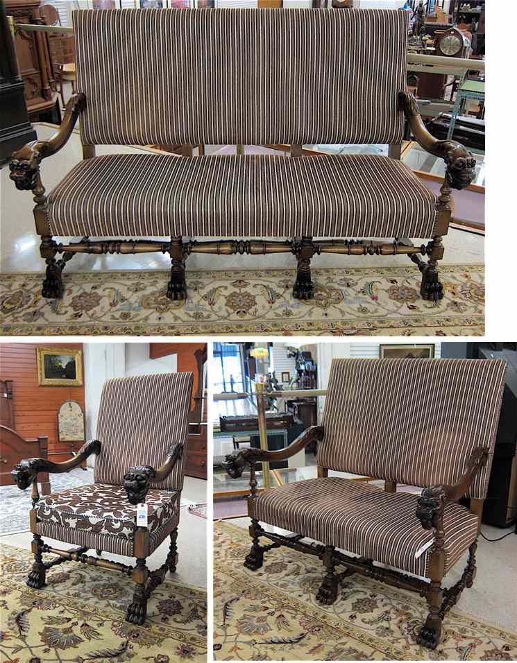 Appraisal: THREE-PIECE CONTINENTAL BAROQUE STYLE SALON SET comprising sofa settee and