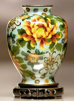 Appraisal: JAPANESE PLIQUE-A-JOUR VASE Beautifully detailed old Japanese transparent cloisonn enamel