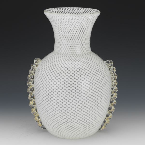 Appraisal: EXQUISITE MURANO ART GLASS WITH LATTICINO AND GOLD FLECKS VASE