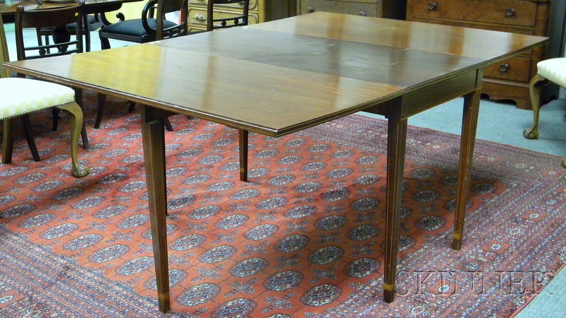 Appraisal: Federal-style Inlaid Mahogany Deep Drop-leaf Dining Table ht lg wd