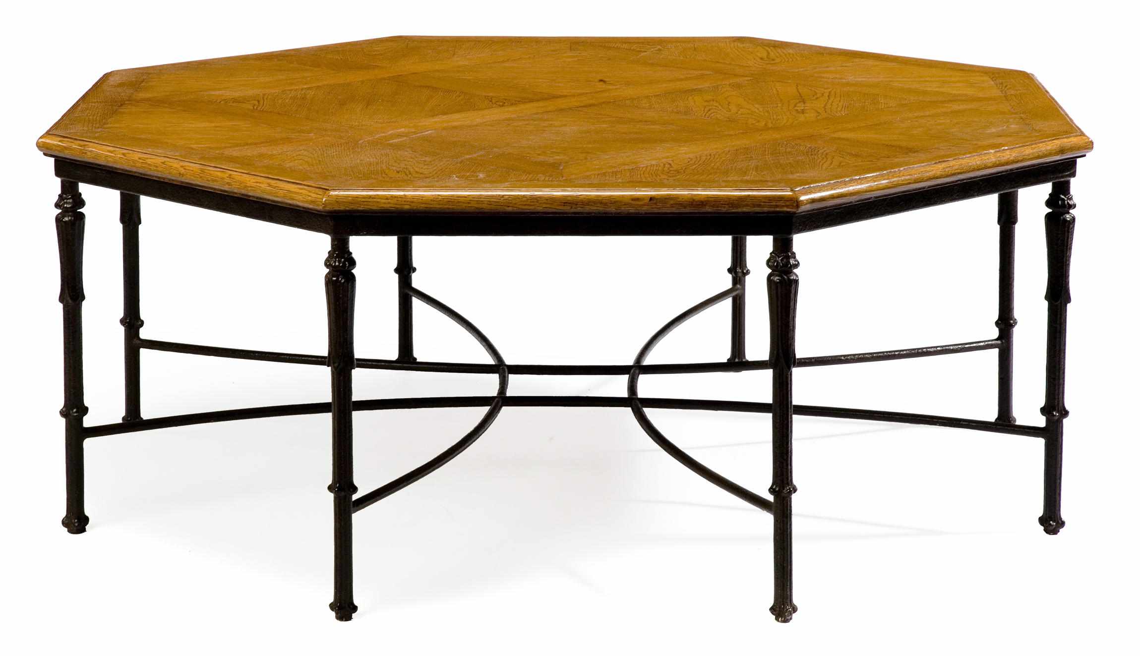 Appraisal: An oak and patinated metal low table height in width