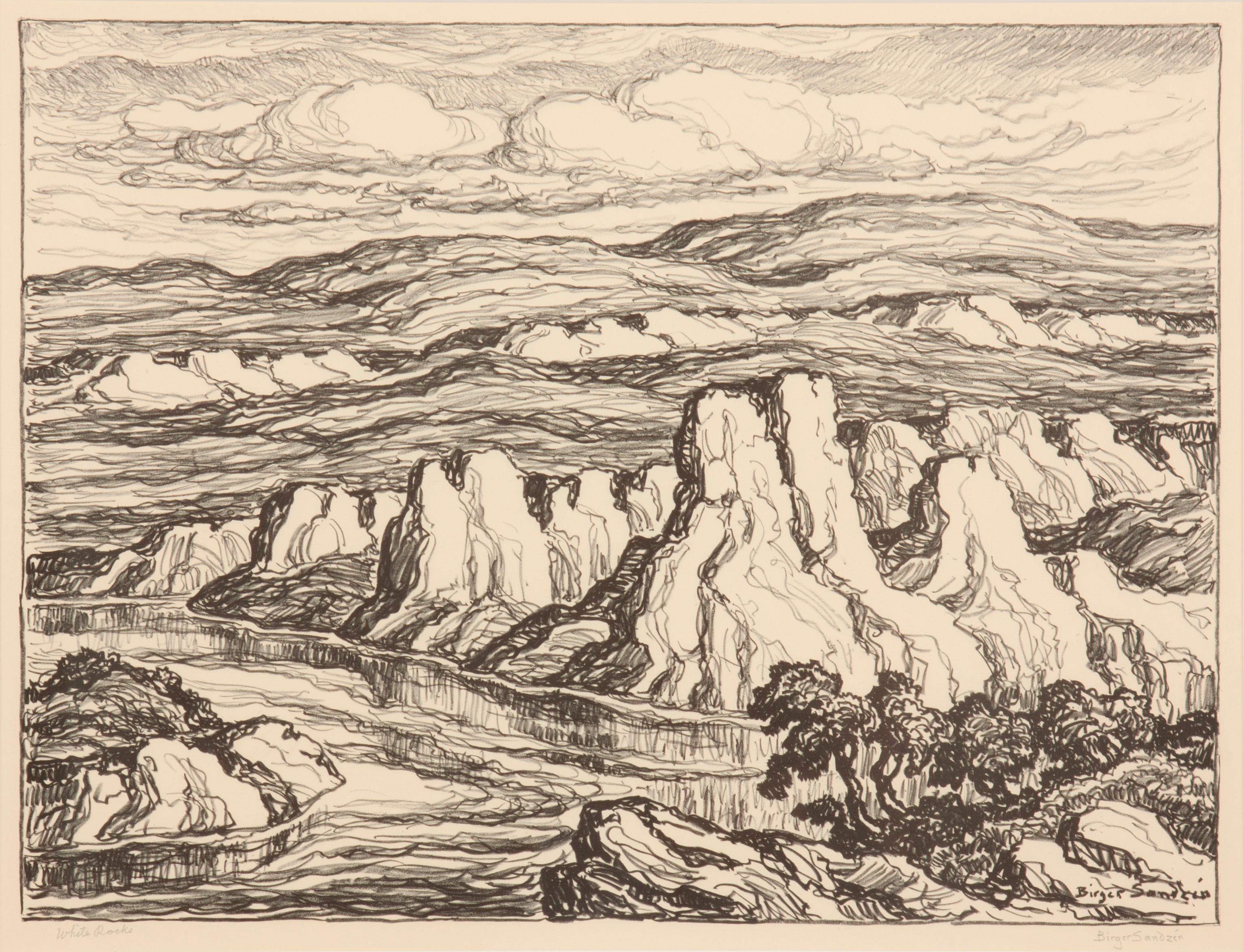 Appraisal: BIRGER SANDZEN 'WHITE ROCKS' PENCIL-SIGNED LITHOGRAPH Birger Sandzen Swedish-American -